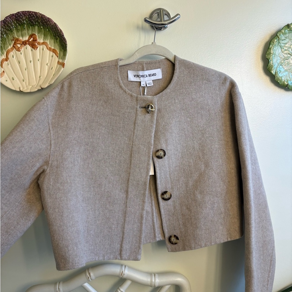 Veronica Beard Wool-Cashmere Blend Cropped Wool Blazer NWT